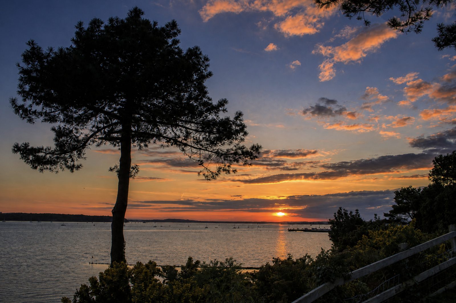 Sunset over Poole Harbour from Evening Hill